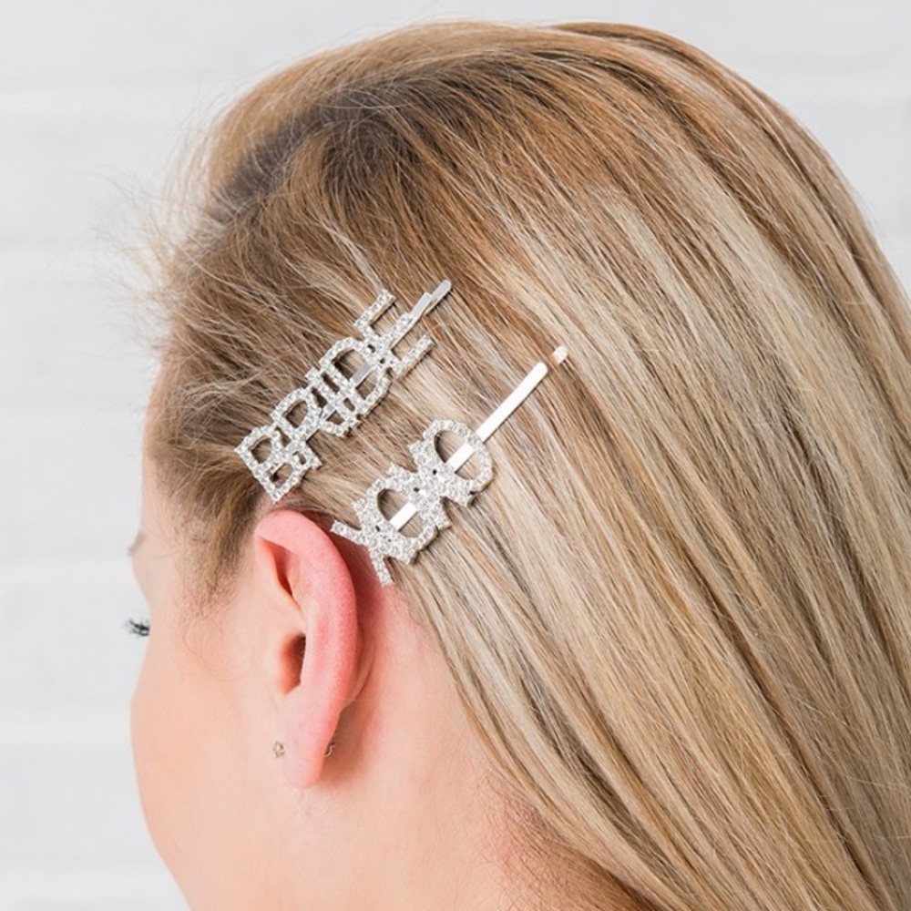 Rhinestone Bride Word Hair Clip